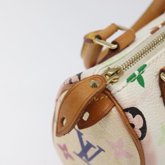 LOUIS VUITTON Monogram Multicolor Mini Speedy Hand Bag White M92645 - Picture 9 of 16